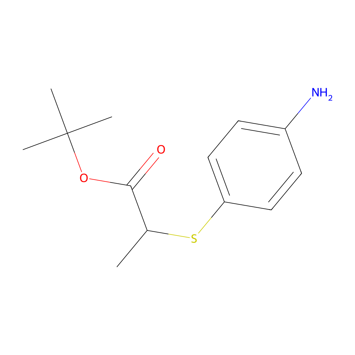 Tert-butyl 2-((4-aminophenyl)thio)propanoate molecular structure, CAS 1519303-00-4