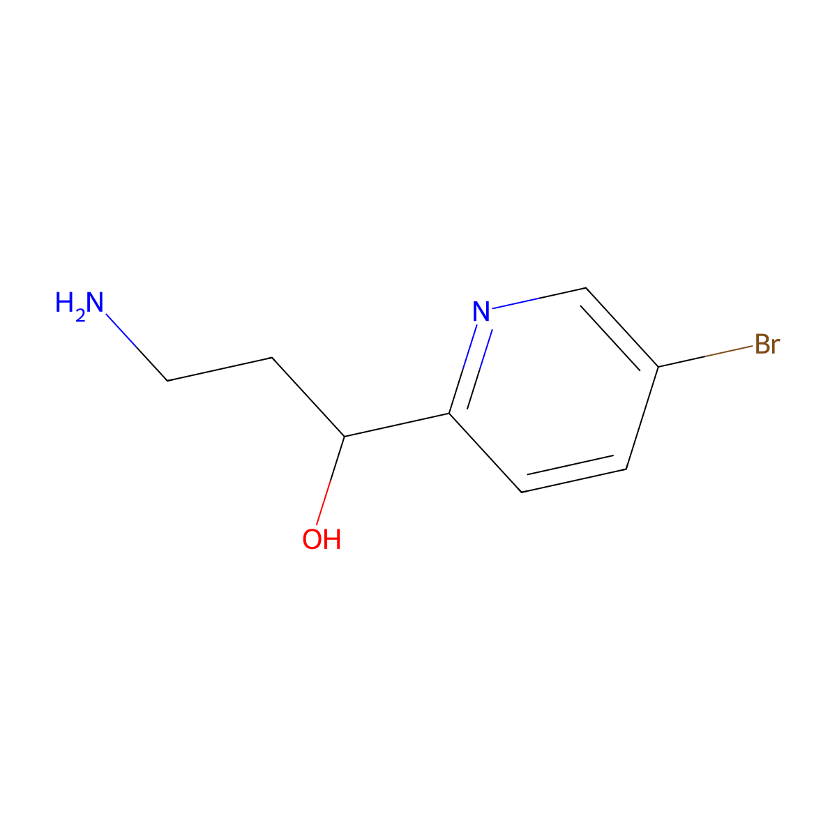 3-Amino-1-(5-bromopyridin-2-yl)propan-1-ol molecular structure, CAS 1519321-46-0