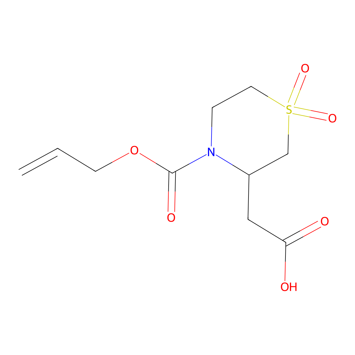 2-{1,1-Dioxo-4-[(prop-2-en-1-yloxy)carbonyl]-1lambda6-thiomorpholin-3-yl}acetic acid molecular structure, CAS 1519325-73-5