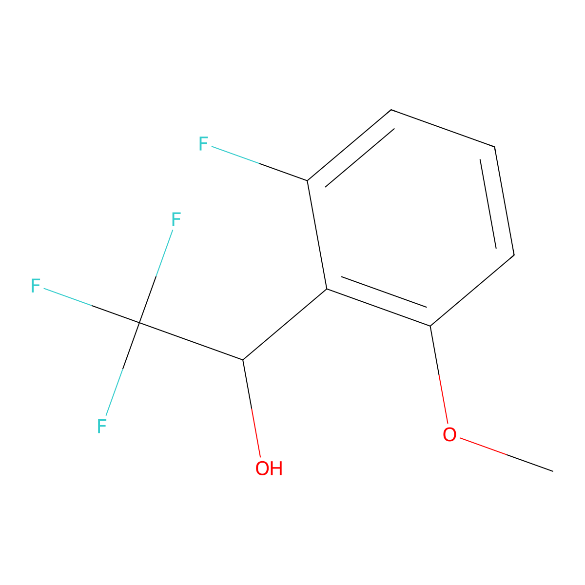 2,2,2-Trifluoro-1-(2-fluoro-6-methoxyphenyl)ethan-1-ol molecular structure, CAS 1519337-88-2