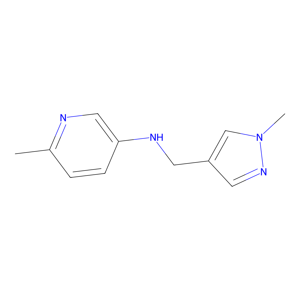 6-Methyl-N-[(1-methyl-1H-pyrazol-4-yl)methyl]pyridin-3-amine molecular structure, CAS 1519364-90-9