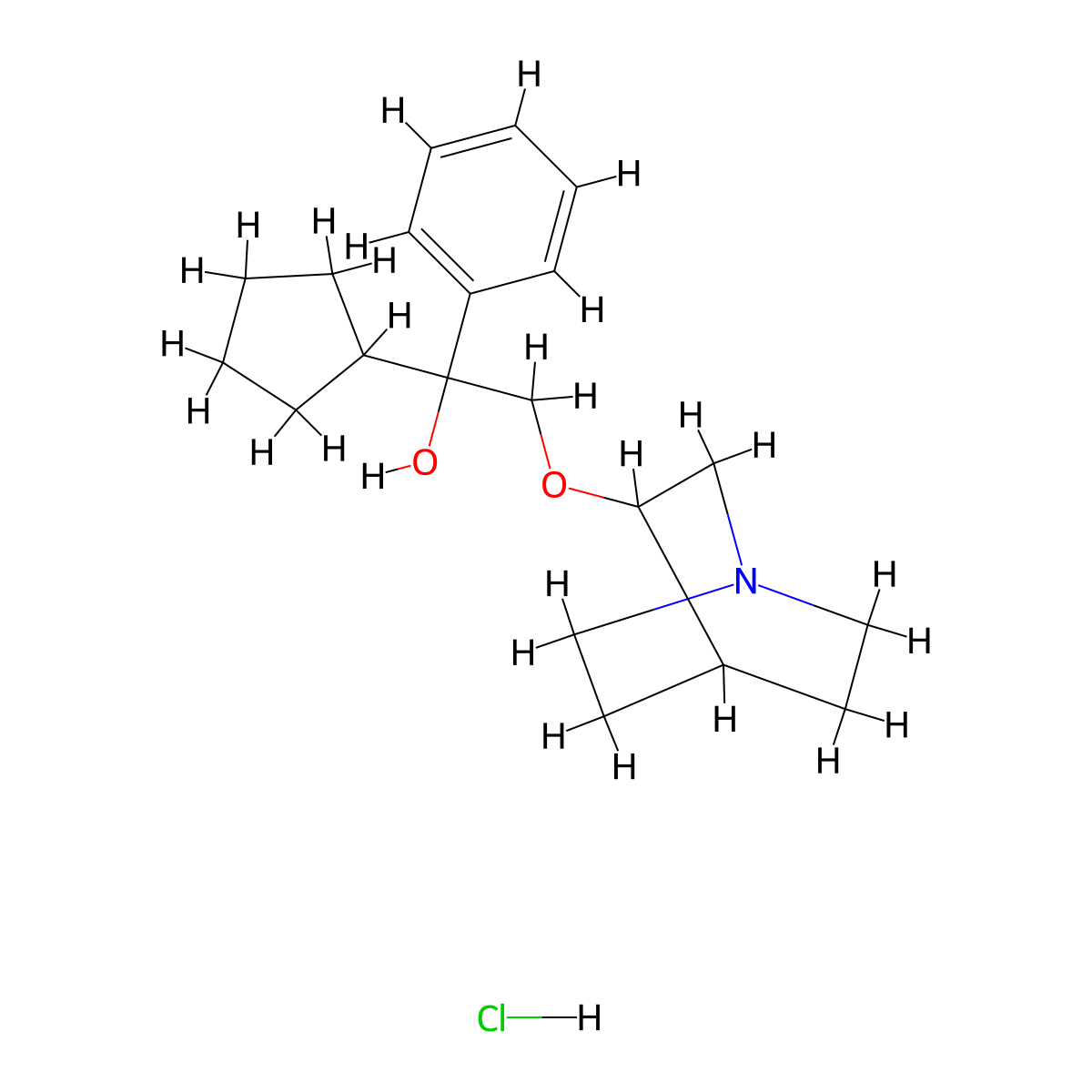 Penehyclidine hydrochloride molecular structure, CAS 151937-76-7