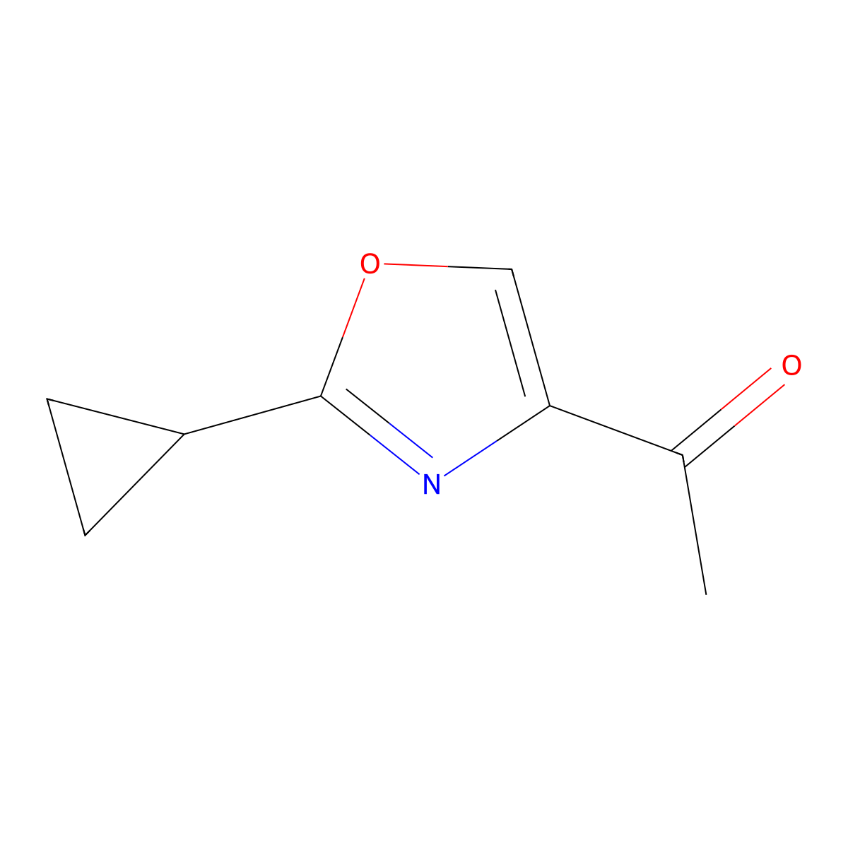 1-(2-Cyclopropyl-1,3-oxazol-4-yl)ethan-1-one molecular structure, CAS 1519375-49-5