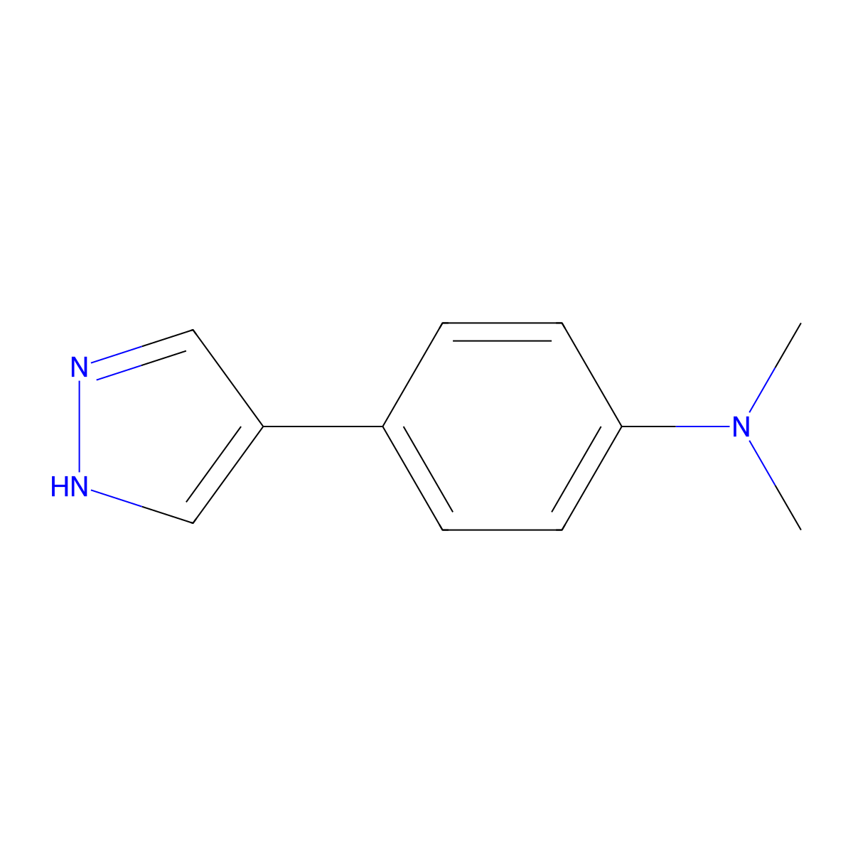 N,N-dimethyl-4-(1H-pyrazol-4-yl)aniline molecular structure, CAS 1519380-53-0