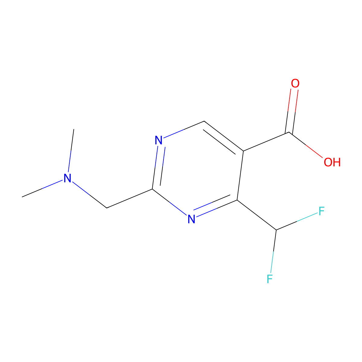4-(Difluoromethyl)-2-((dimethylamino)methyl)pyrimidine-5-carboxylic acid molecular structure, CAS 1519386-37-8