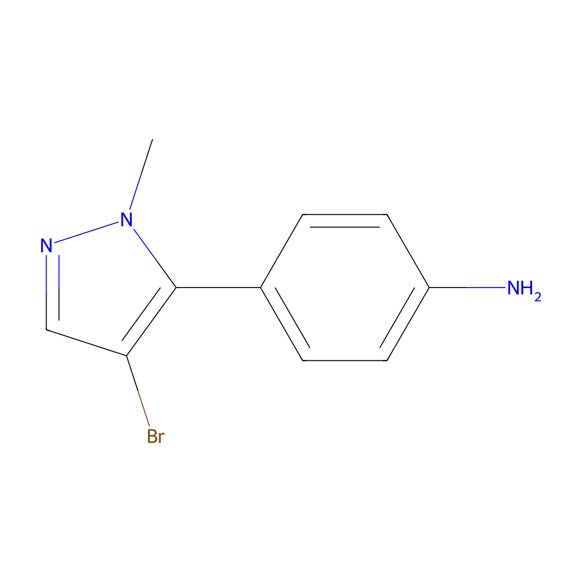 4-(4-Bromo-1-methyl-1H-pyrazol-5-YL)aniline molecular structure, CAS 1519410-71-9