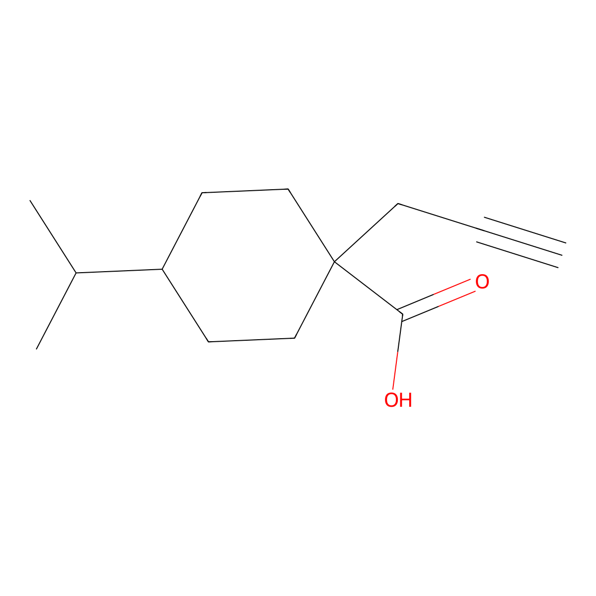 1-(Prop-2-yn-1-yl)-4-(propan-2-yl)cyclohexane-1-carboxylic acid molecular structure, CAS 1519412-87-3