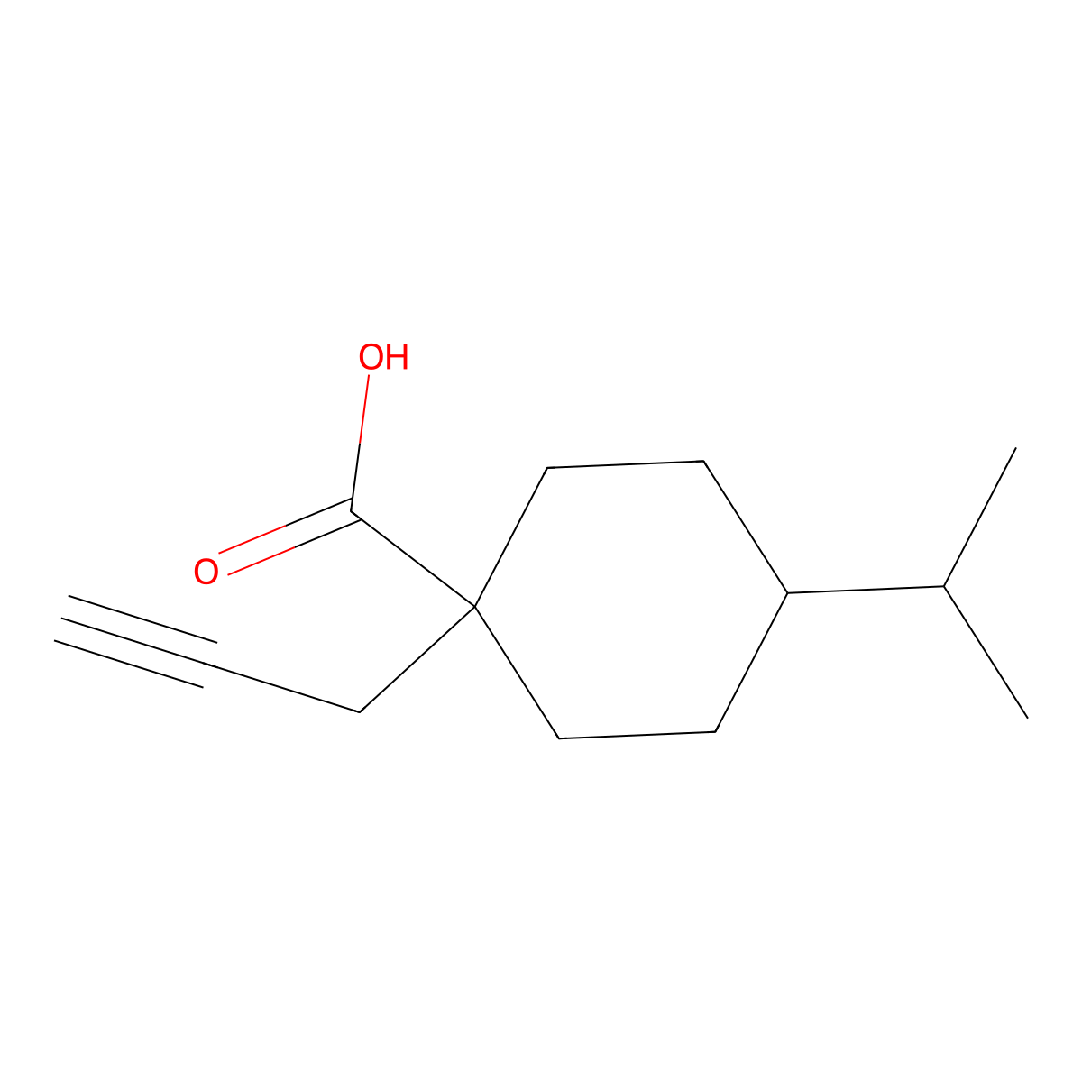 1-(Prop-2-yn-1-yl)-4-(propan-2-yl)cyclohexane-1-carboxylic acid molecular structure, CAS 1519412-87-3