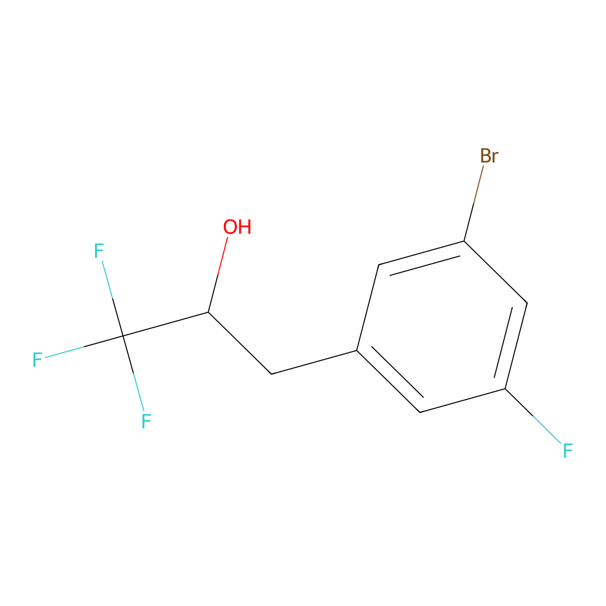 3-(3-Bromo-5-fluorophenyl)-1,1,1-trifluoropropan-2-ol molecular structure, CAS 1519427-23-6