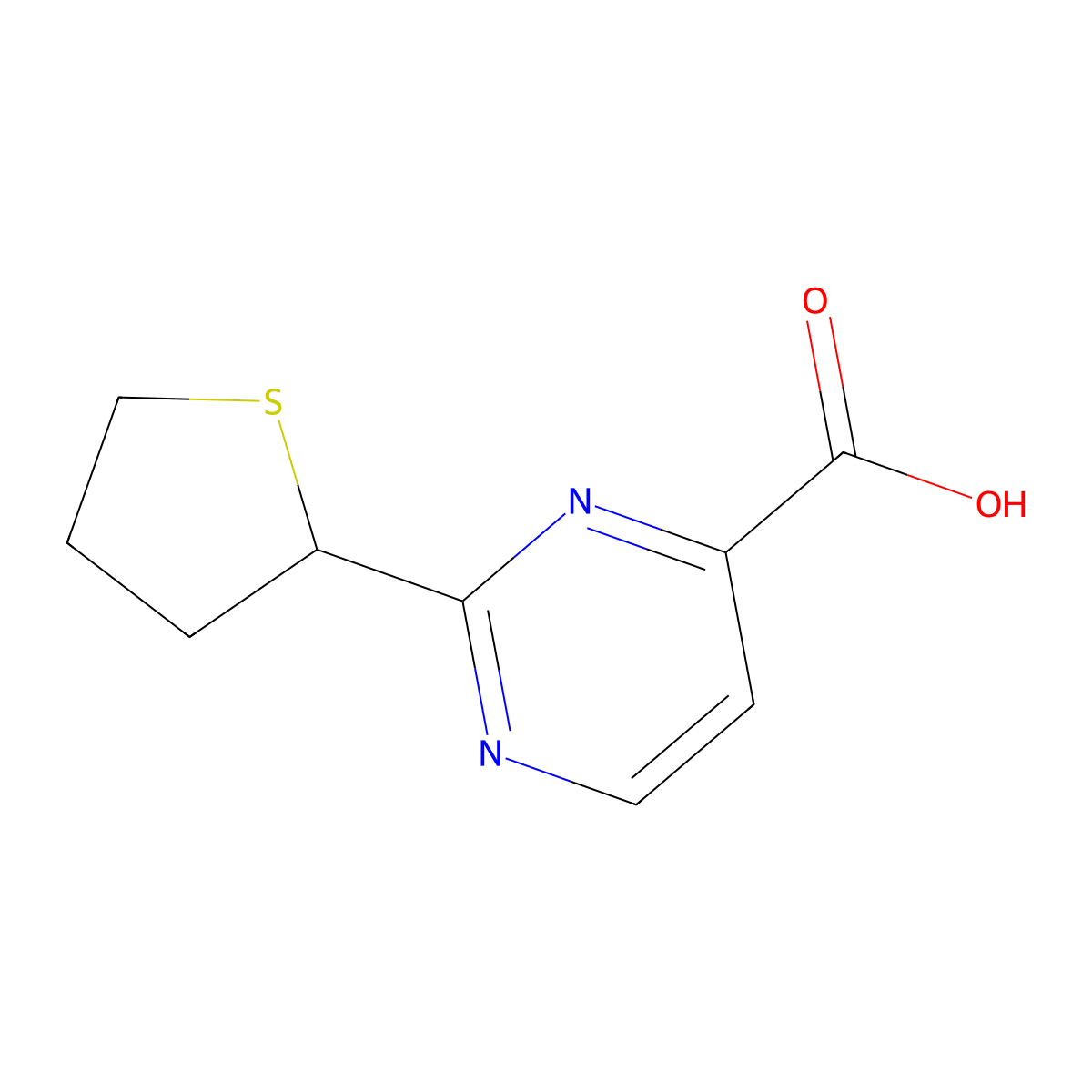2-(Thiolan-2-yl)pyrimidine-4-carboxylic acid molecular structure, CAS 1519444-15-5