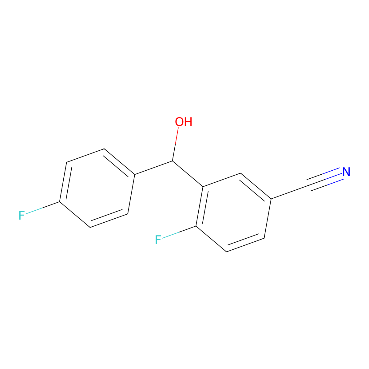 4-Fluoro-3-((4-fluorophenyl)(hydroxy)methyl)benZonitrile molecular structure, CAS 1519447-09-6