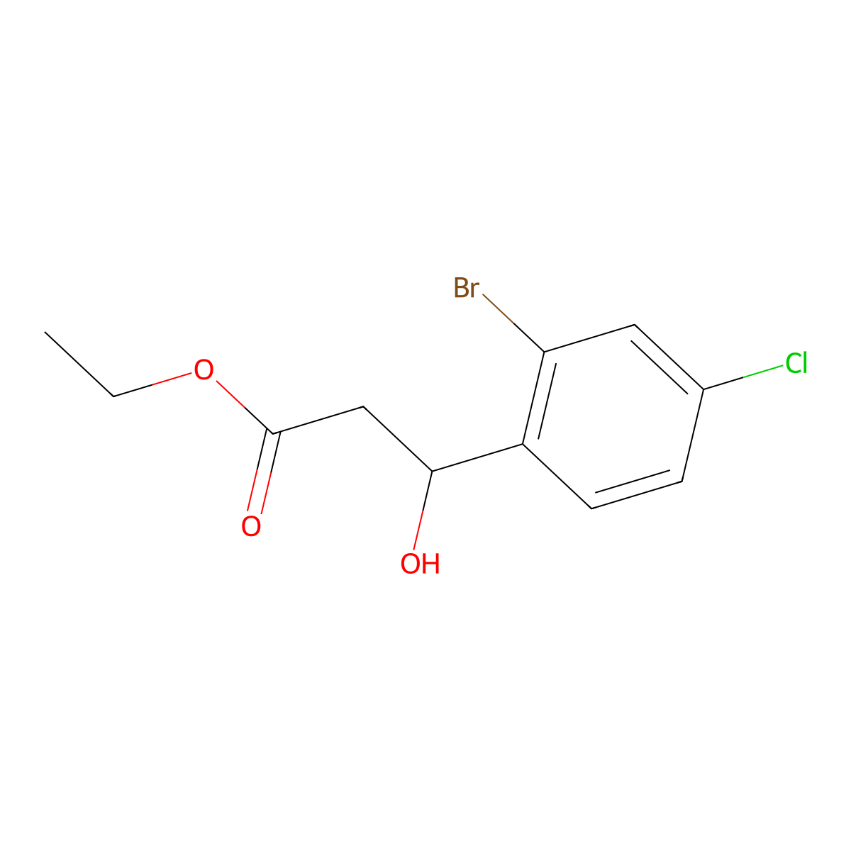 Ethyl 3-(2-bromo-4-chlorophenyl)-3-hydroxypropanoate molecular structure, CAS 1519459-20-1