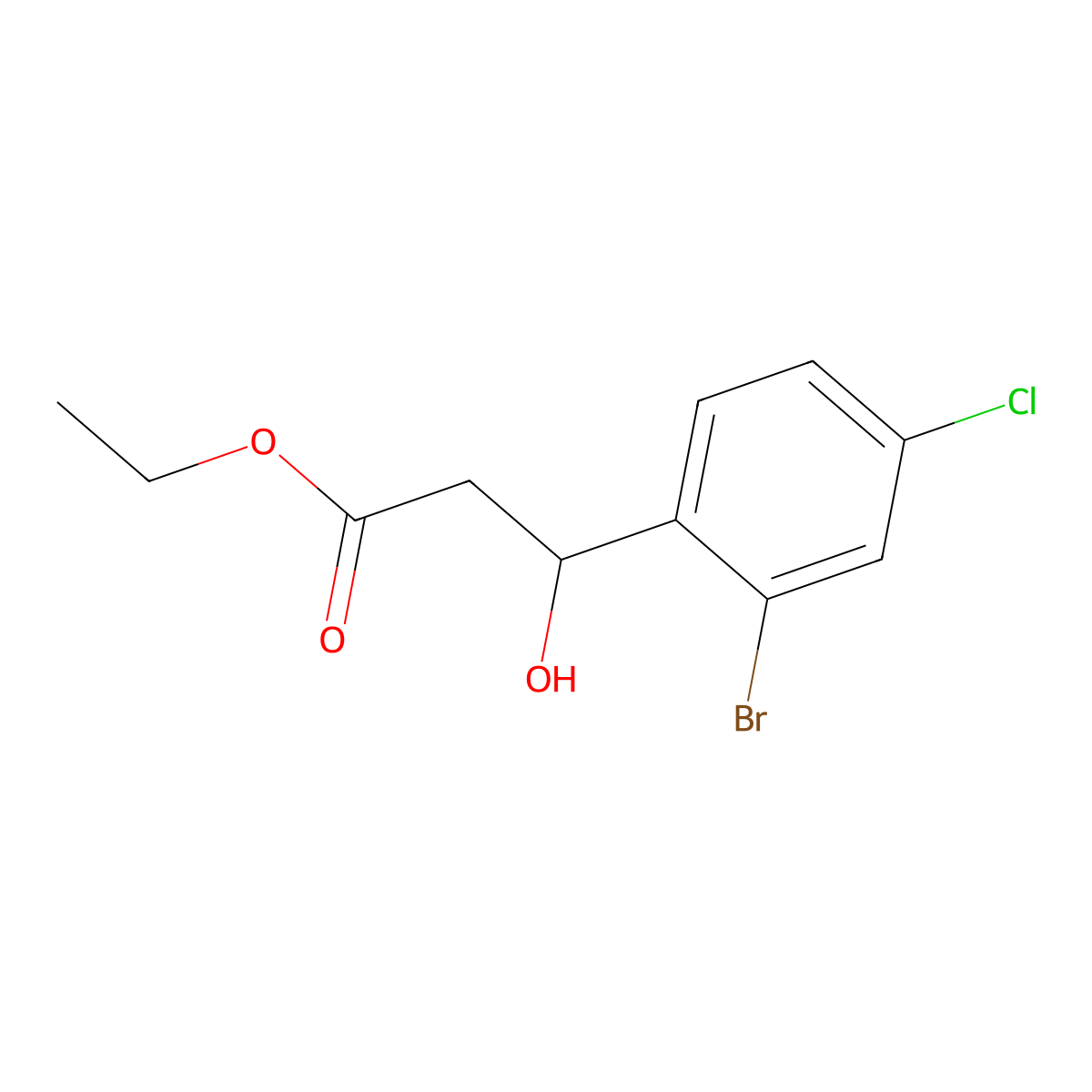 Ethyl 3-(2-bromo-4-chlorophenyl)-3-hydroxypropanoate molecular structure, CAS 1519459-20-1