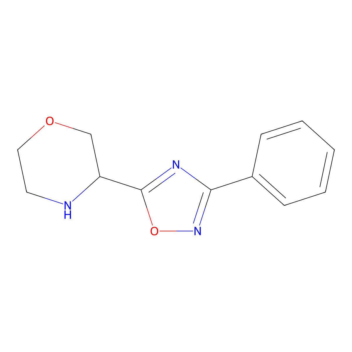 3-(3-Phenyl-1,2,4-oxadiazol-5-yl)morpholine molecular structure, CAS 1519465-38-3