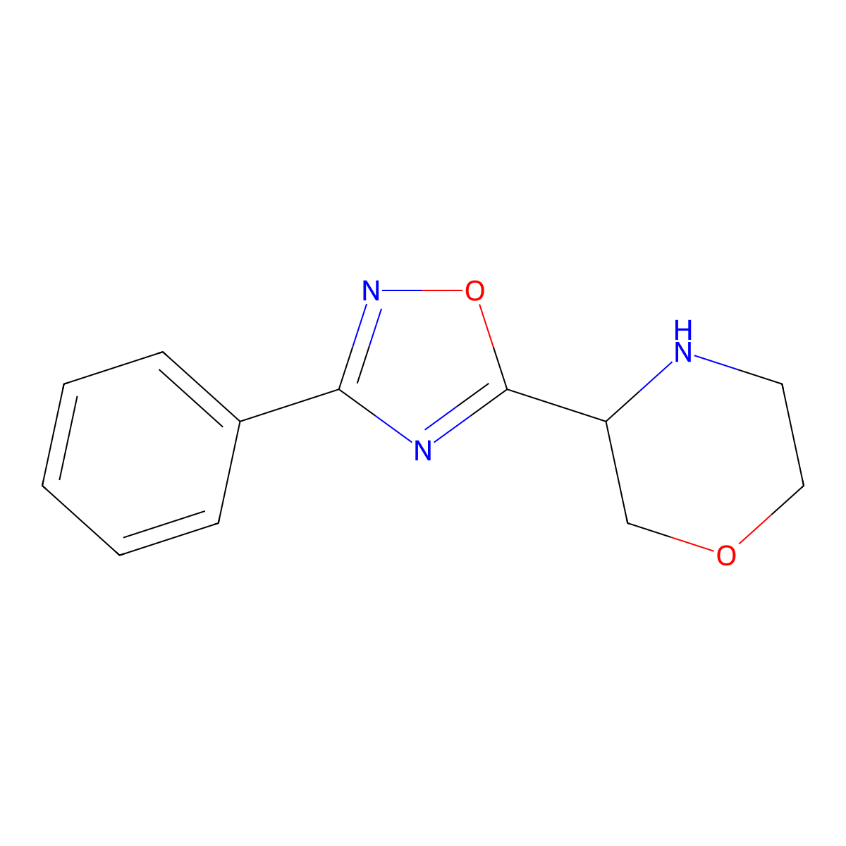 3-(3-Phenyl-1,2,4-oxadiazol-5-yl)morpholine molecular structure, CAS 1519465-38-3