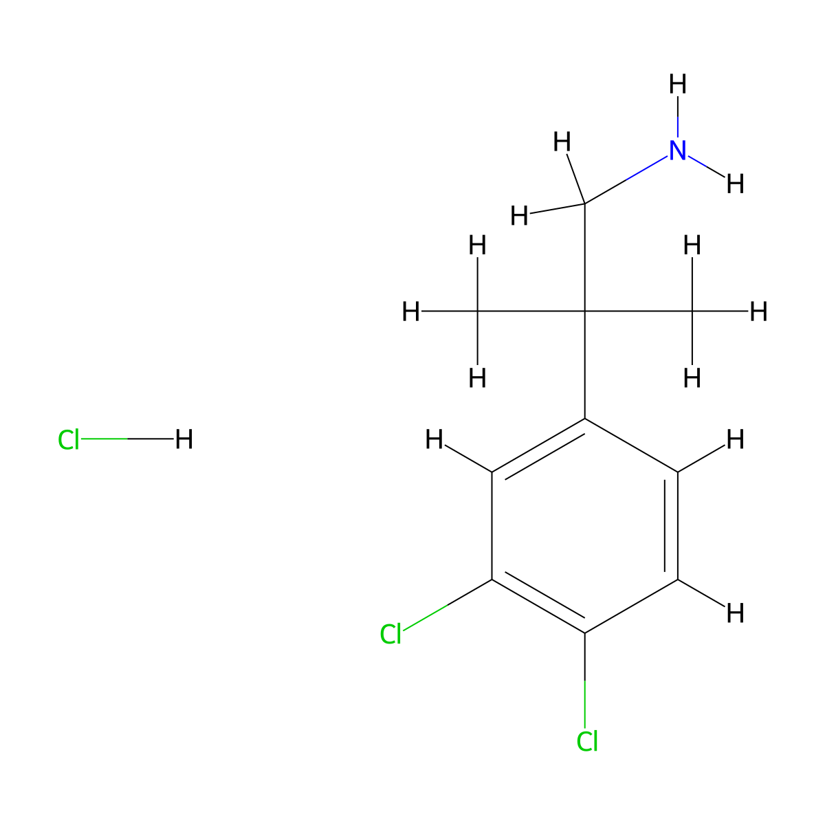 2-(3,4-Dichlorophenyl)-2-methylpropylamine HCl molecular structure, CAS 151947-48-7