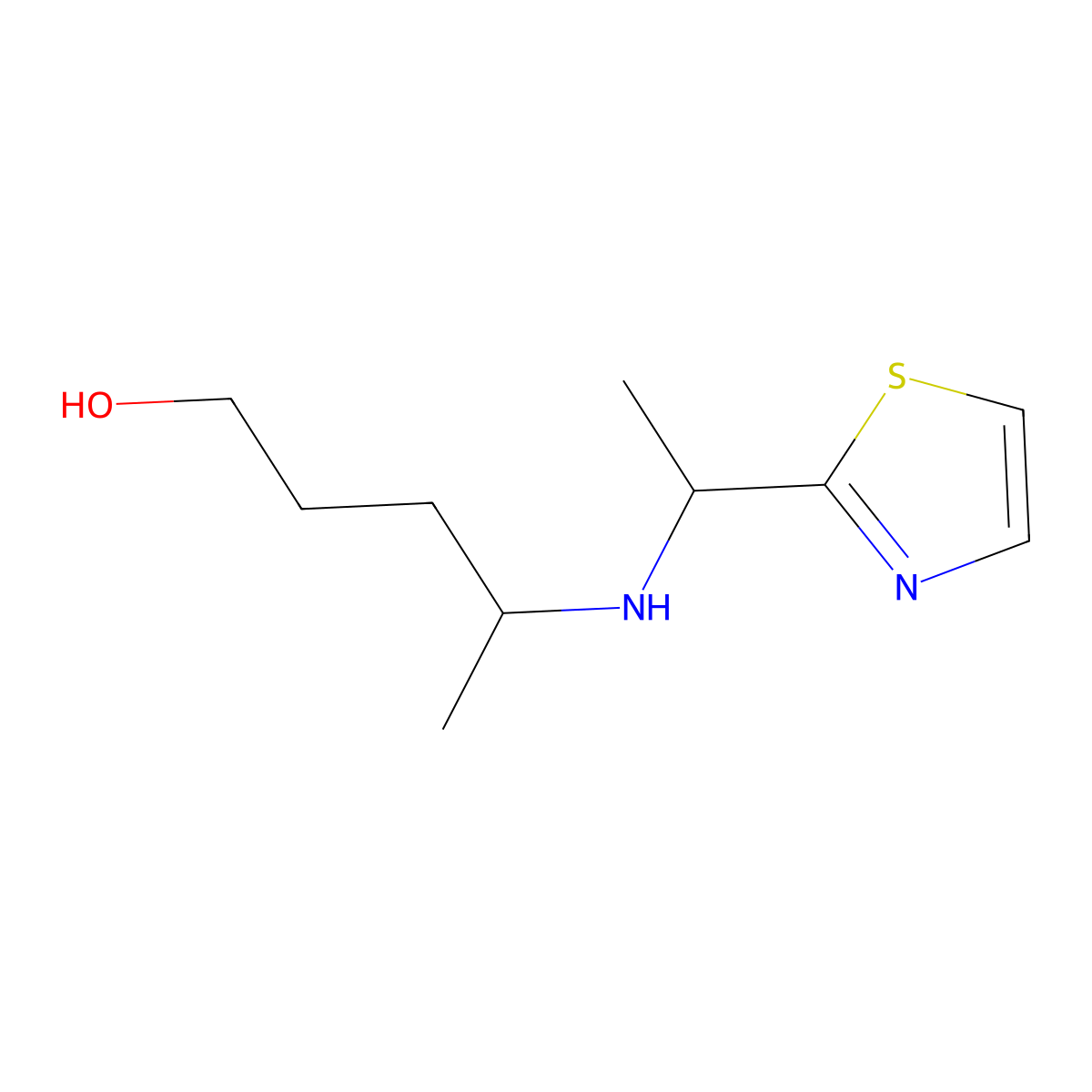 4-{[1-(1,3-Thiazol-2-yl)ethyl]amino}pentan-1-ol molecular structure, CAS 1519476-37-9
