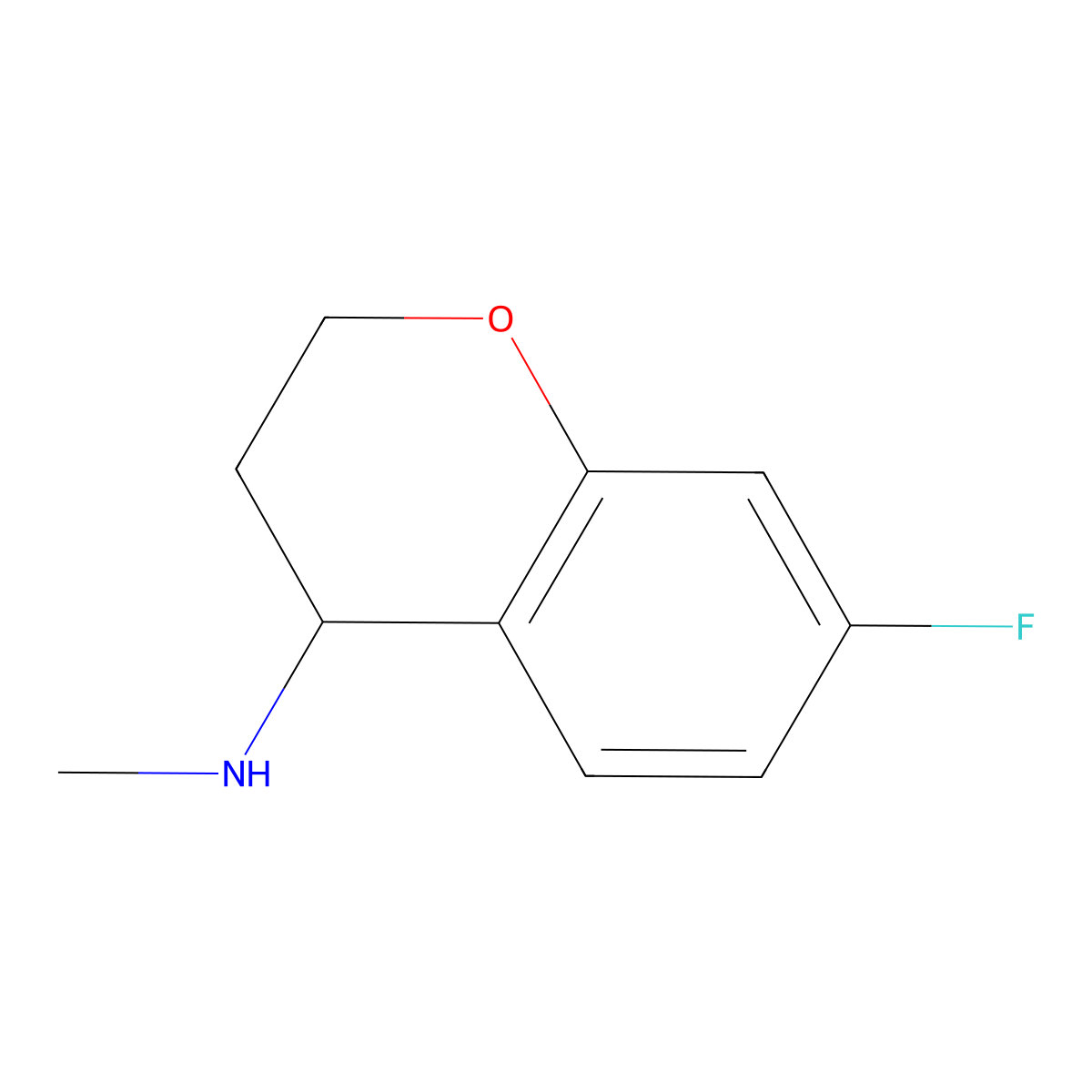 7-fluoro-N-methyl-3,4-dihydro-2H-1-benzopyran-4-amine molecular structure, CAS 1519481-05-0