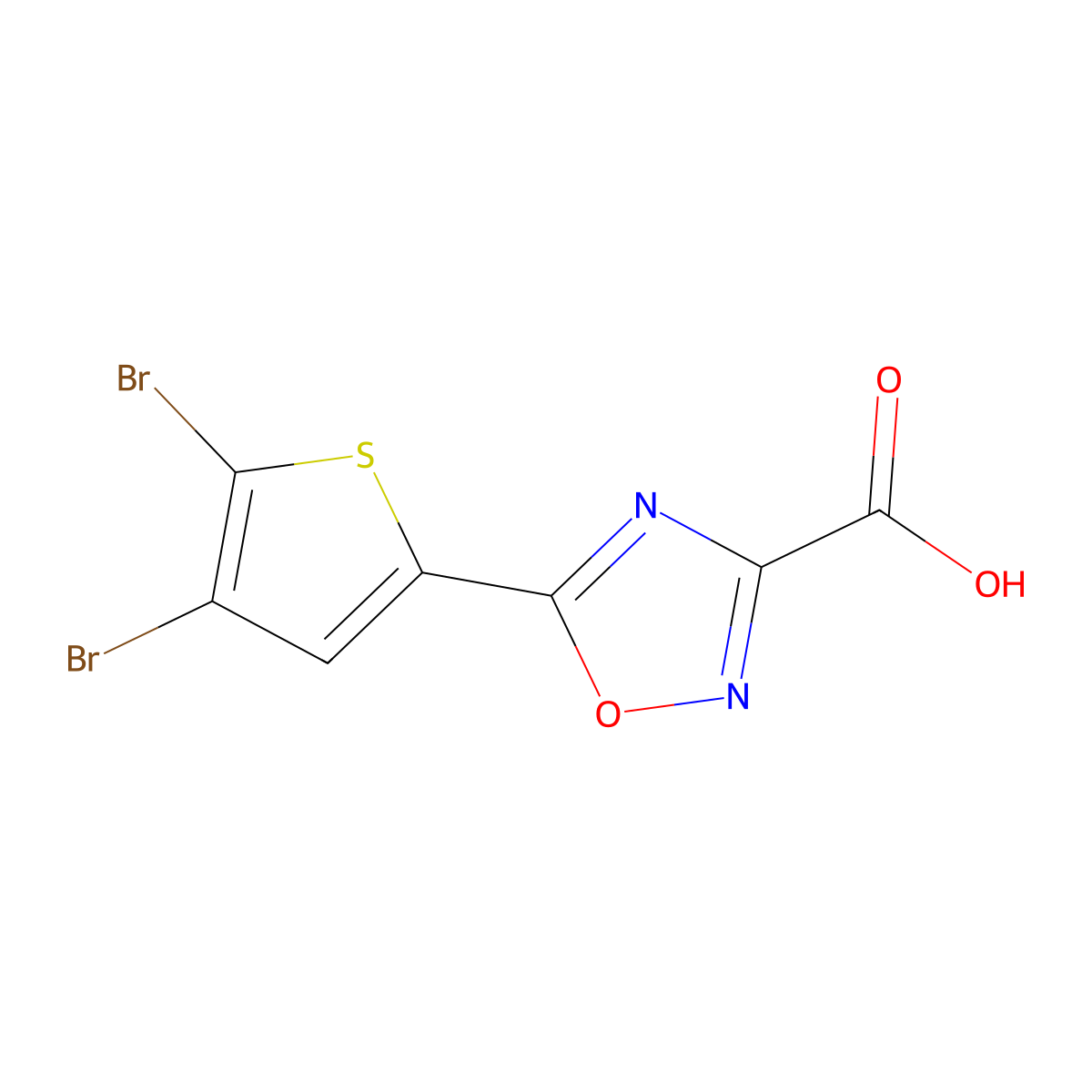 5-(4,5-Dibromothiophen-2-yl)-1,2,4-oxadiazole-3-carboxylic acid molecular structure, CAS 1519526-61-4