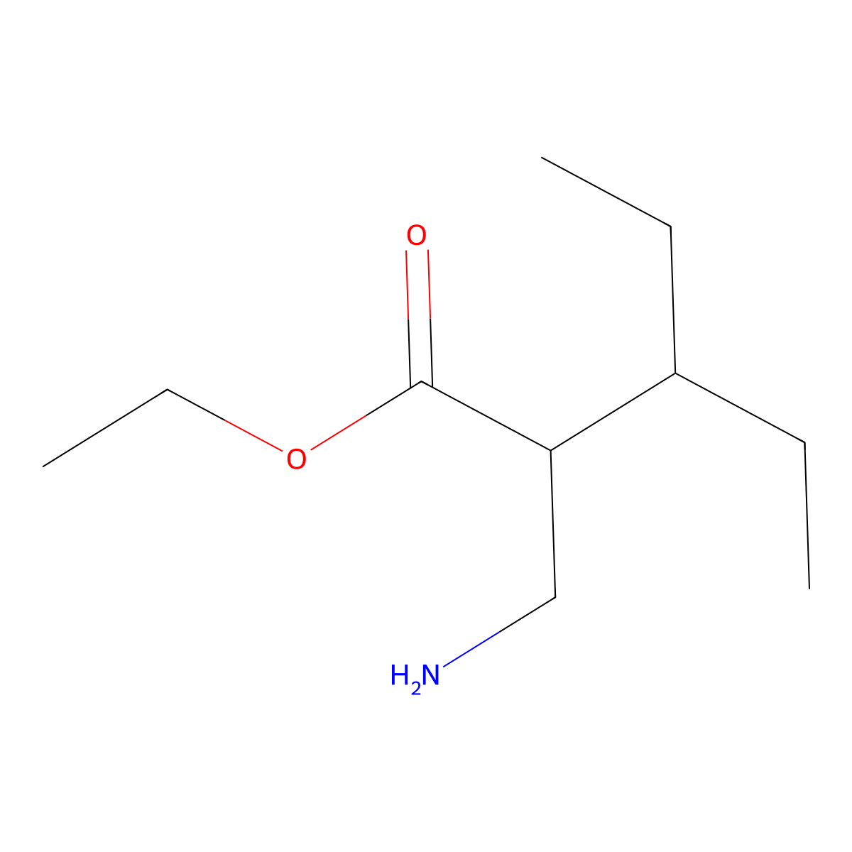 Ethyl 2-(aminomethyl)-3-ethylpentanoate molecular structure, CAS 1519564-32-9