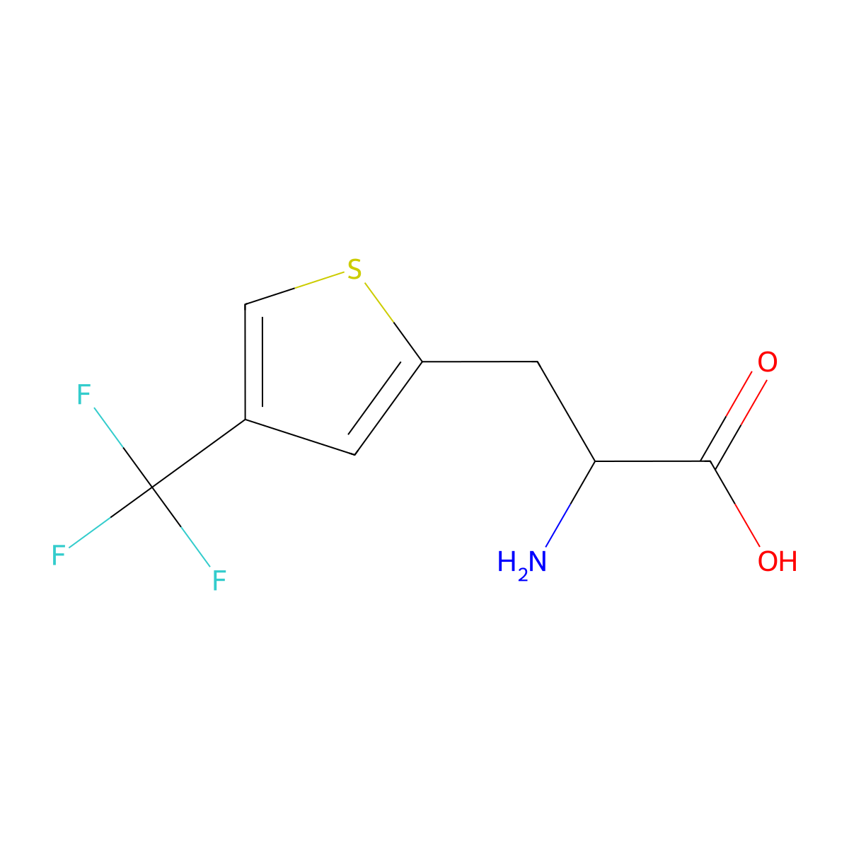 2-Amino-3-[4-(trifluoromethyl)thiophen-2-yl]propanoic acid molecular structure, CAS 1519575-75-7