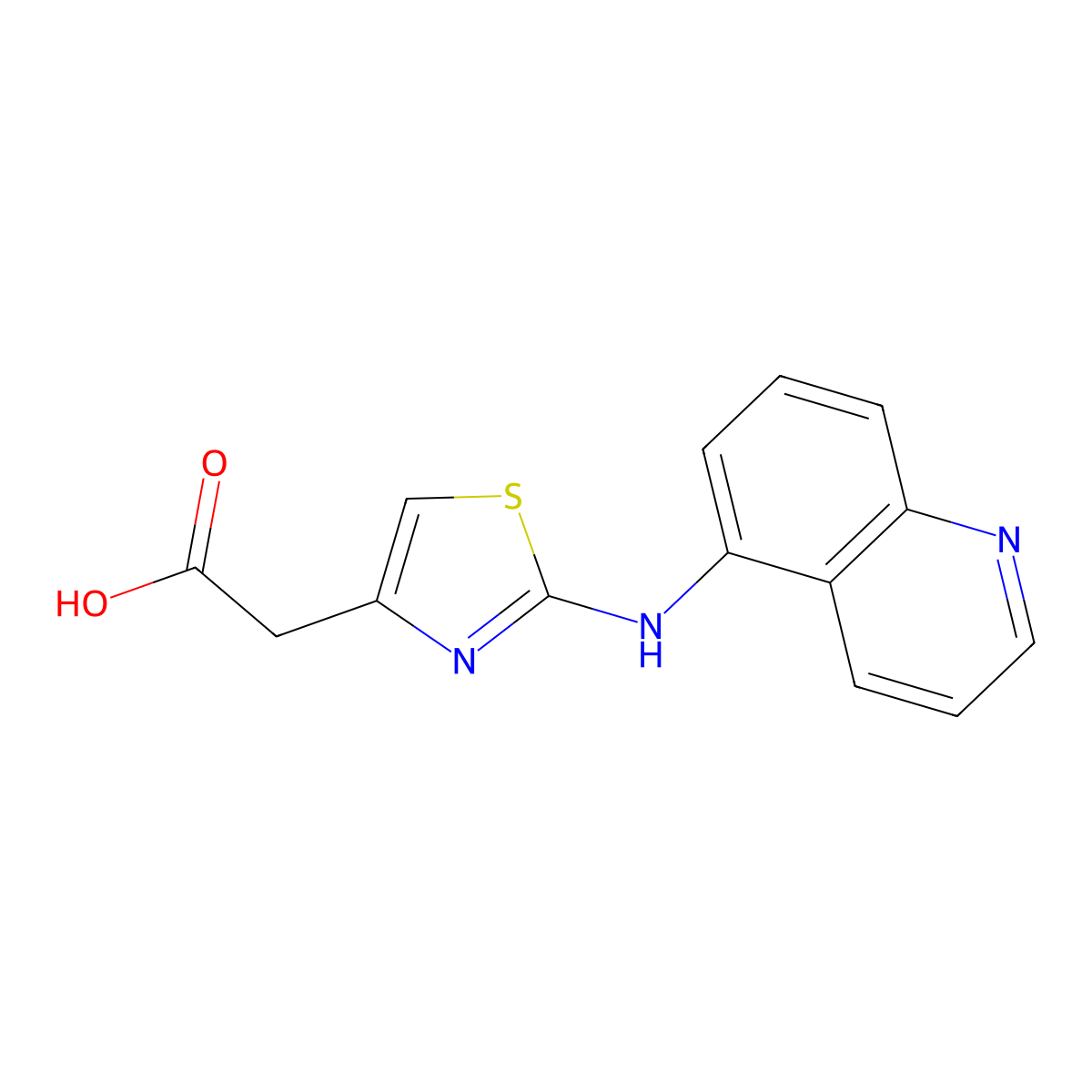 2-(2-(Quinolin-5-ylamino)thiazol-4-yl)acetic acid molecular structure, CAS 1519582-79-6