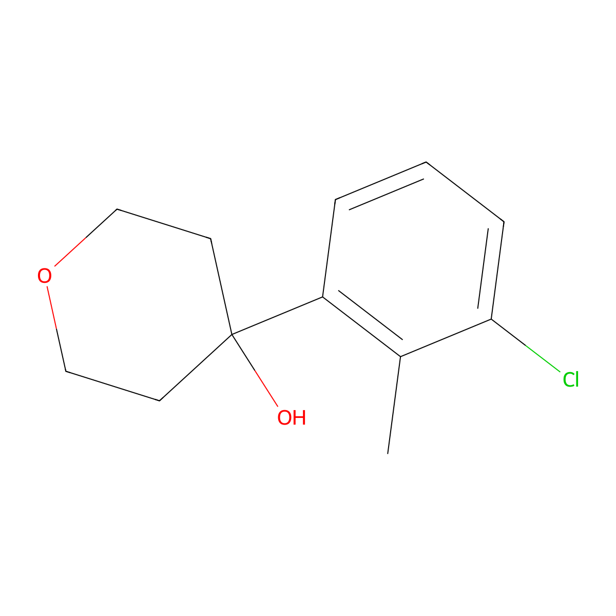 4-(3-Chloro-2-methylphenyl)oxan-4-ol molecular structure, CAS 1519587-22-4