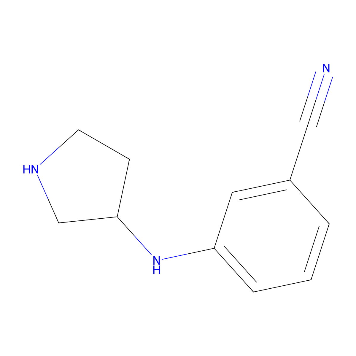 3-[(Pyrrolidin-3-yl)amino]benzonitrile molecular structure, CAS 1519589-26-4