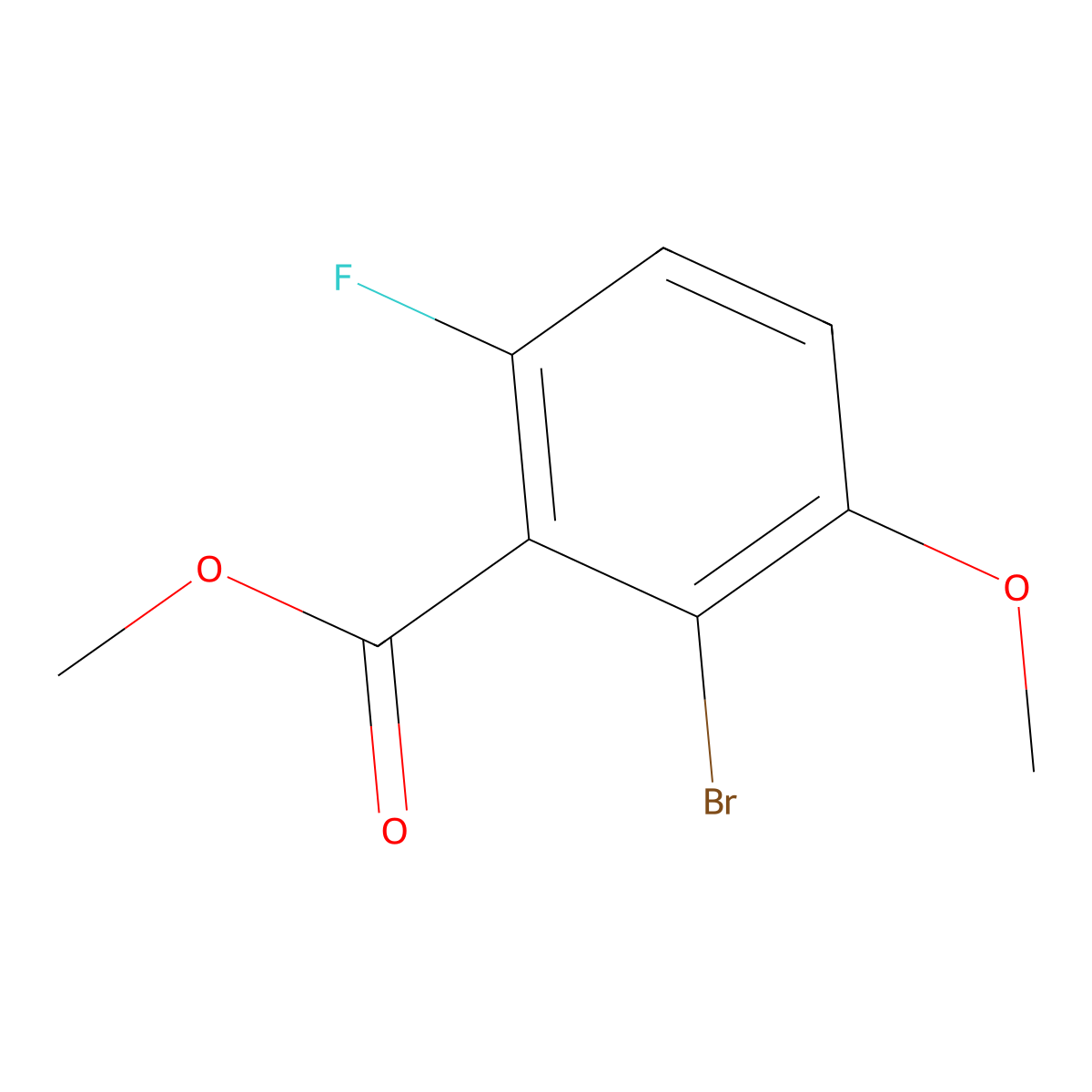 Methyl 2-bromo-6-fluoro-3-methoxybenzoate molecular structure, CAS 1519610-45-7