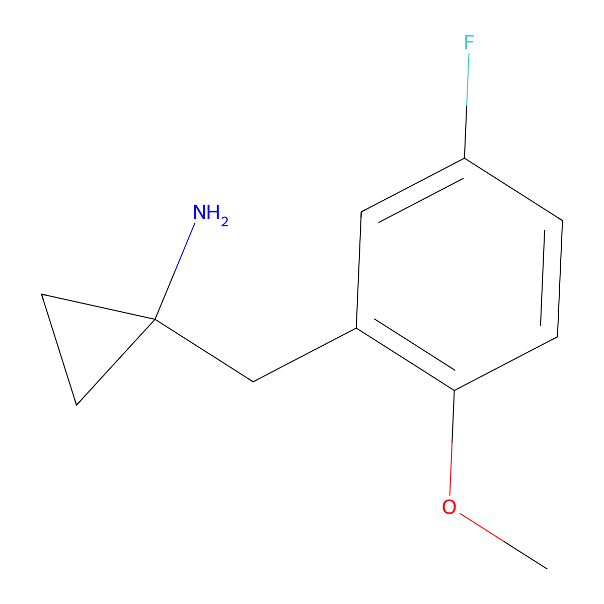 1-[(5-Fluoro-2-methoxyphenyl)methyl]cyclopropan-1-amine molecular structure, CAS 1519614-26-6