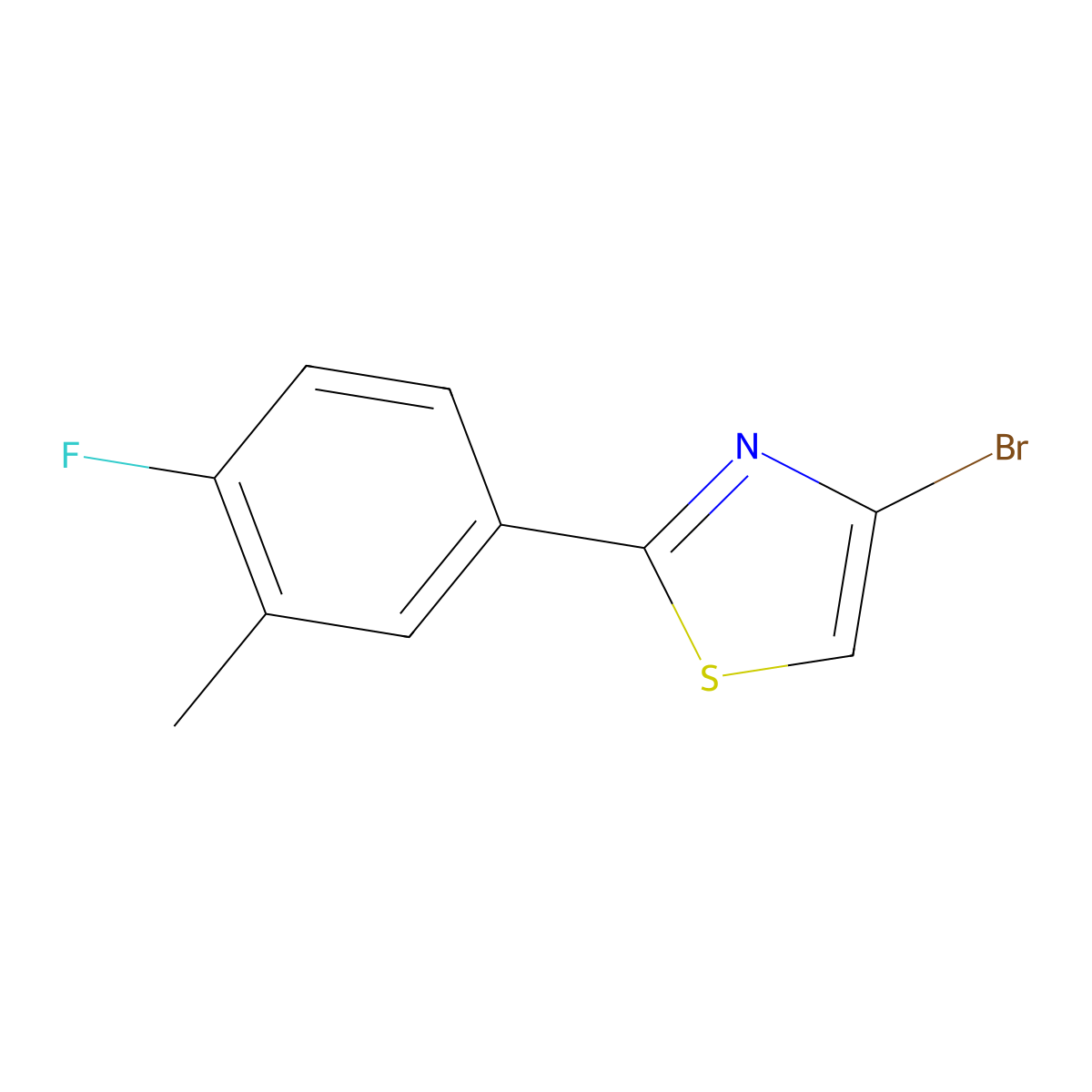 4-Bromo-2-(4-fluoro-3-methylphenyl)thiazole molecular structure, CAS 1519637-60-5