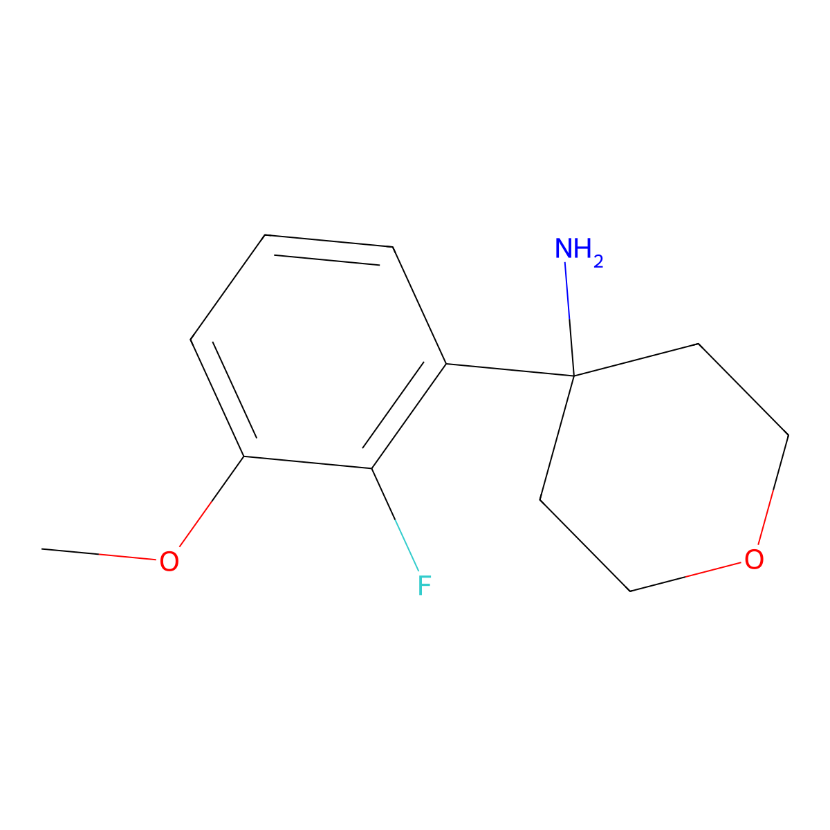 4-(2-Fluoro-3-methoxyphenyl)oxan-4-amine molecular structure, CAS 1519642-65-9