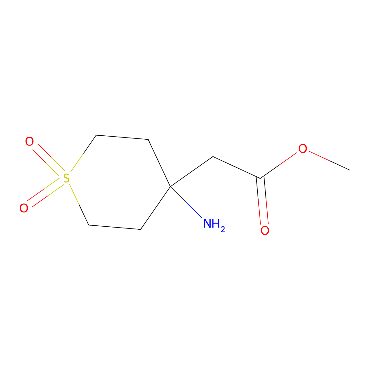 Methyl 2-(4-amino-1,1-dioxo-1lambda6-thian-4-yl)acetate molecular structure, CAS 1519658-09-3