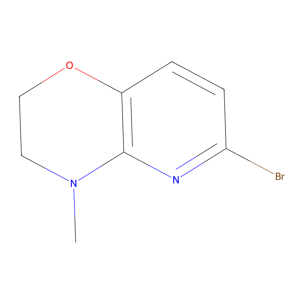 6-Bromo-4-methyl-3,4-dihydro-2H-pyrido[3,2-b][1,4]oxazine molecular structure, CAS 1519666-61-5