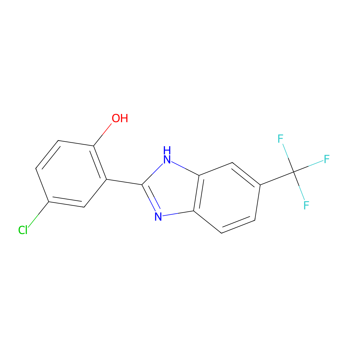 4-chloro-2-[5-(trifluoromethyl)-1H-1,3-benzodiazol-2-yl]phenol molecular structure, CAS 1519673-35-8