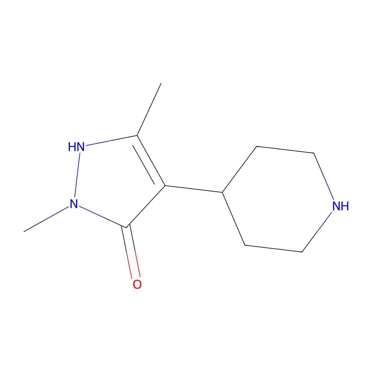 1,3-Dimethyl-4-(piperidin-4-yl)-1H-pyrazol-5-ol molecular structure, CAS 1519689-15-6
