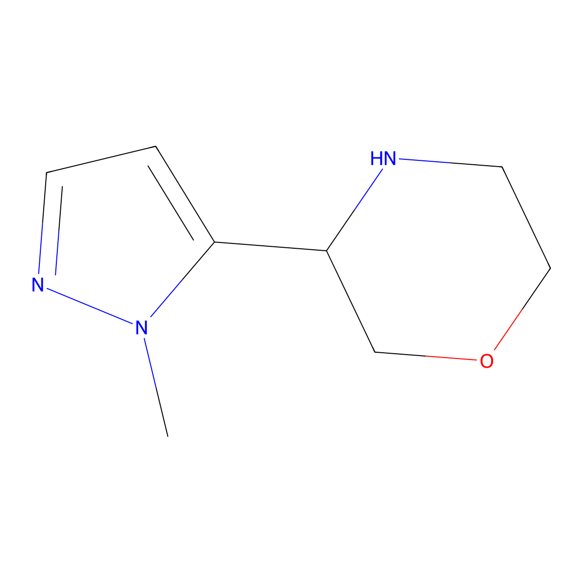 3-(1-methyl-1H-pyrazol-5-yl)morpholine molecular structure, CAS 1519707-06-2