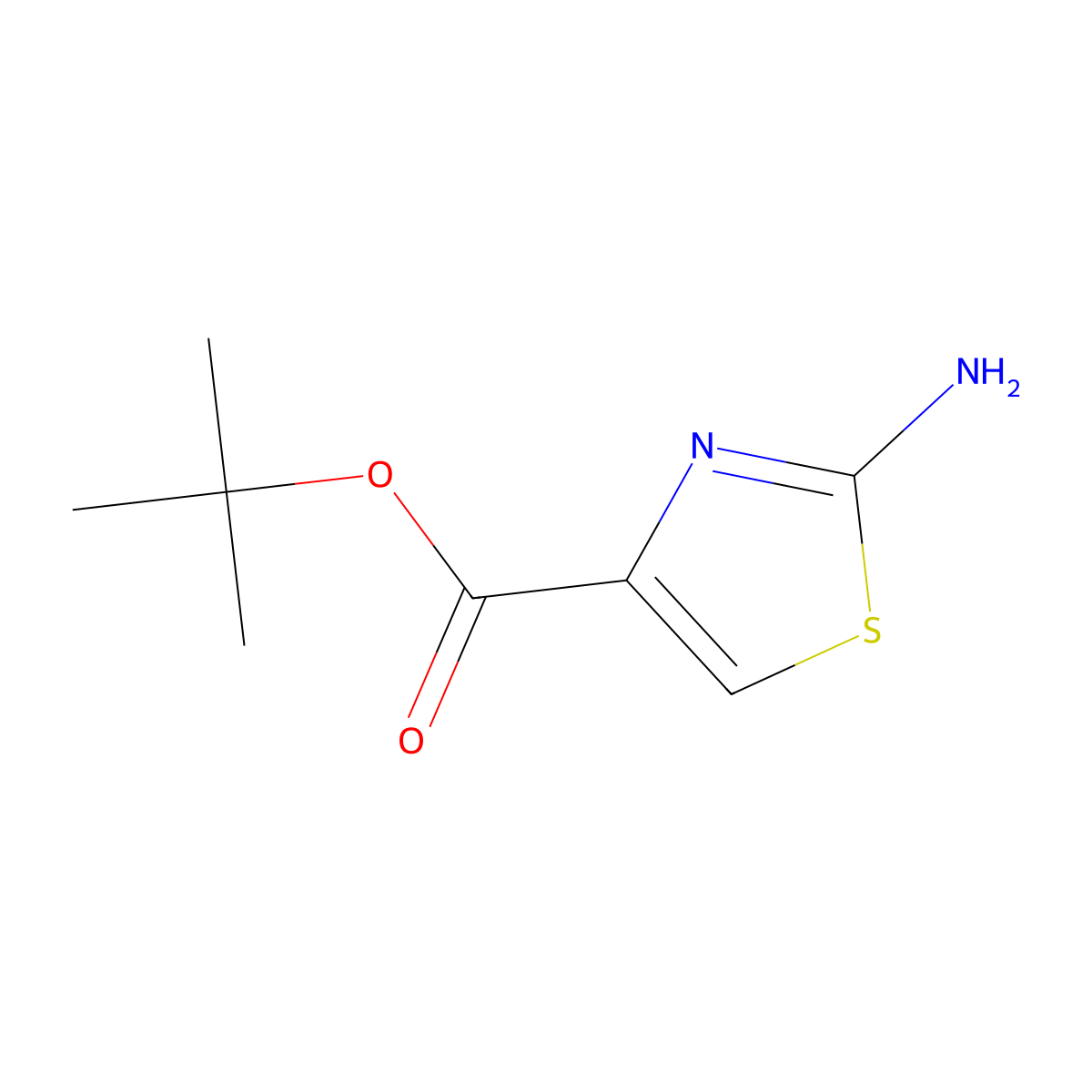 Tert-butyl 2-amino-1,3-thiazole-4-carboxylate molecular structure, CAS 1519728-58-5