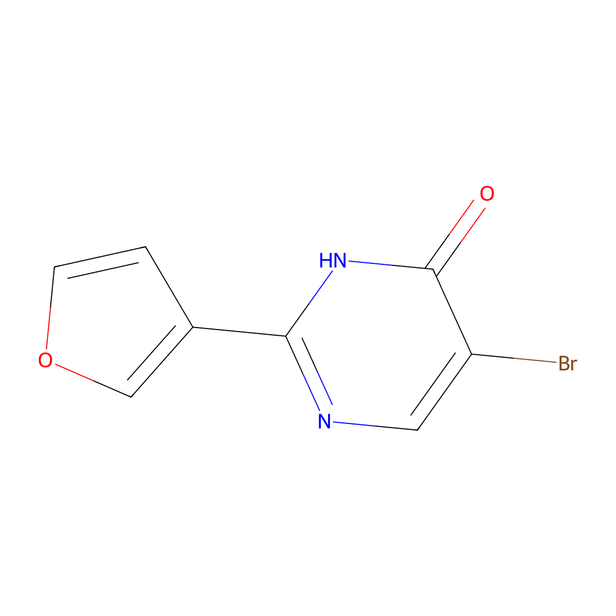5-Bromo-2-(furan-3-yl)pyrimidin-4-ol molecular structure, CAS 1519740-06-7