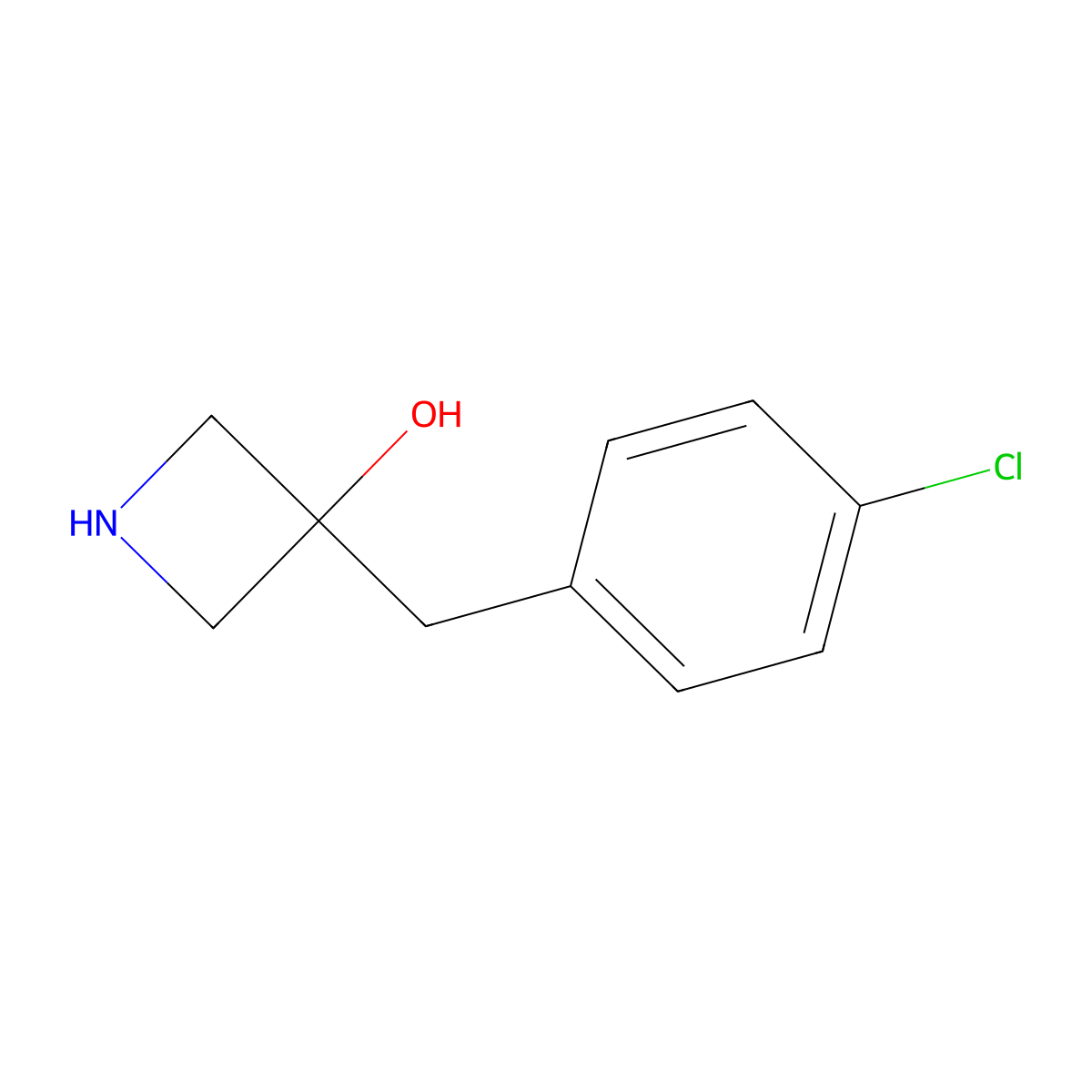 3-[(4-Chlorophenyl)methyl]azetidin-3-ol molecular structure, CAS 1519754-51-8