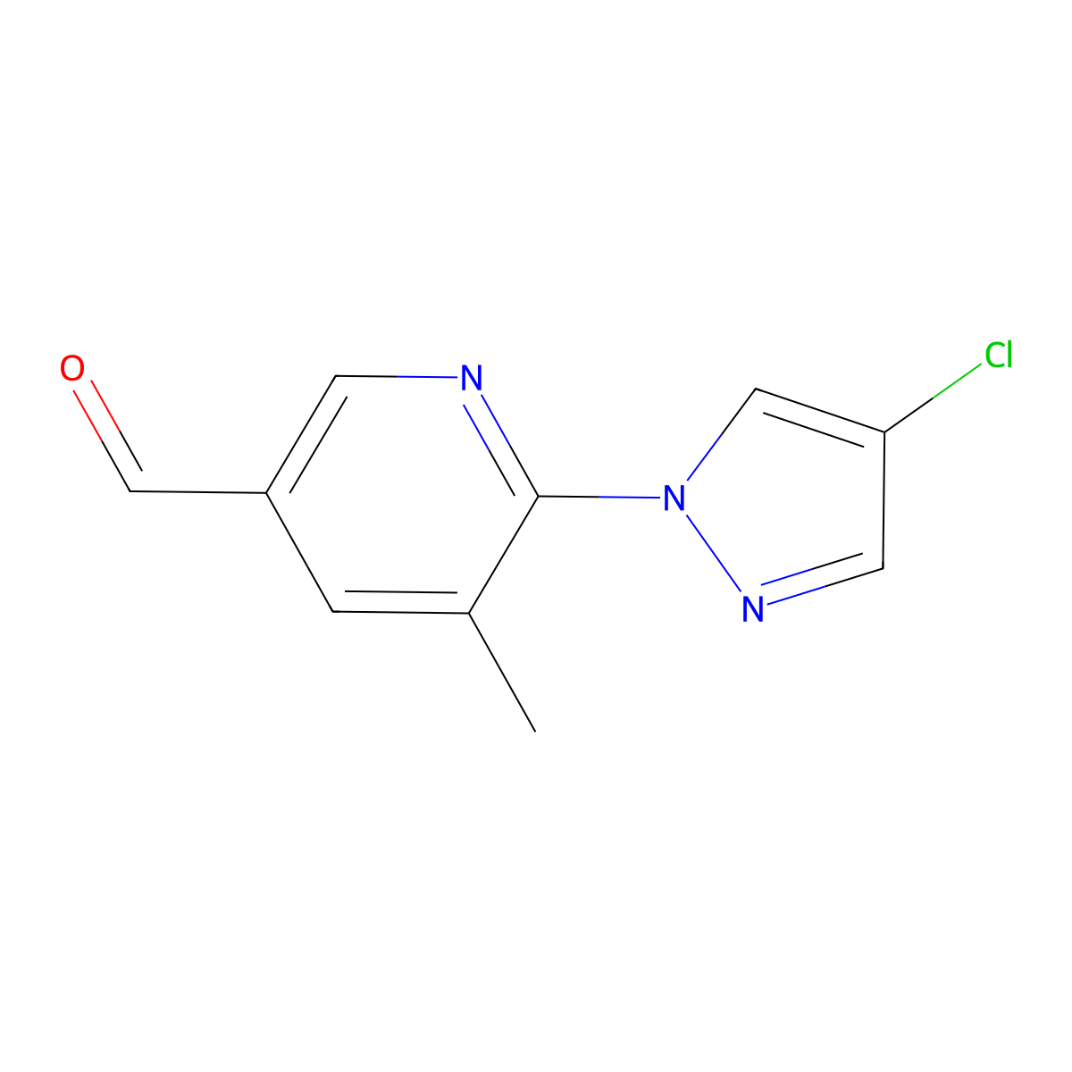 6-(4-Chloro-1H-pyrazol-1-YL)-5-methylpyridine-3-carbaldehyde molecular structure, CAS 1519769-03-9