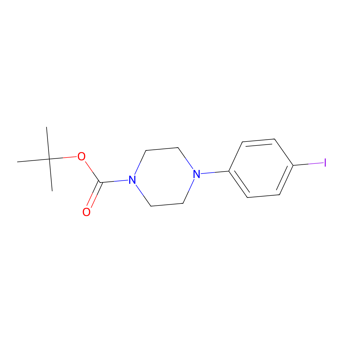 Tert-butyl 4-(4-iodophenyl)piperazine-1-carboxylate molecular structure, CAS 151978-66-4