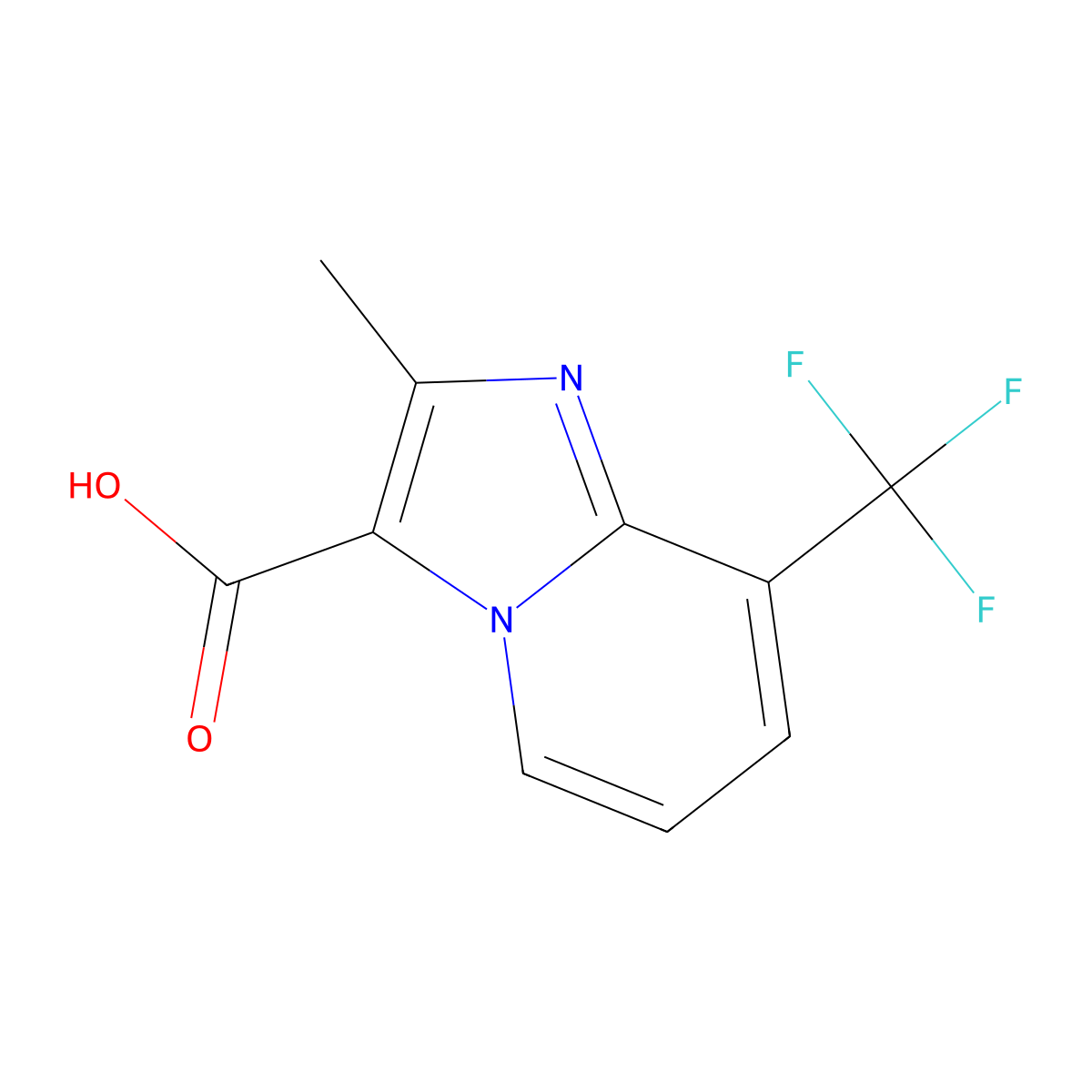 2-Methyl-8-(trifluoromethyl)imidazo[1,2-a]pyridine-3-carboxylic acid molecular structure, CAS 1519780-36-9