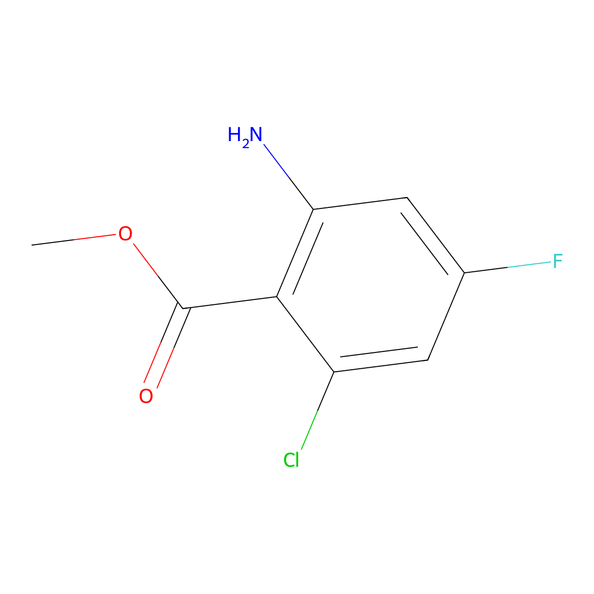 Methyl 2-amino-6-chloro-4-fluorobenzoate molecular structure, CAS 1519790-48-7