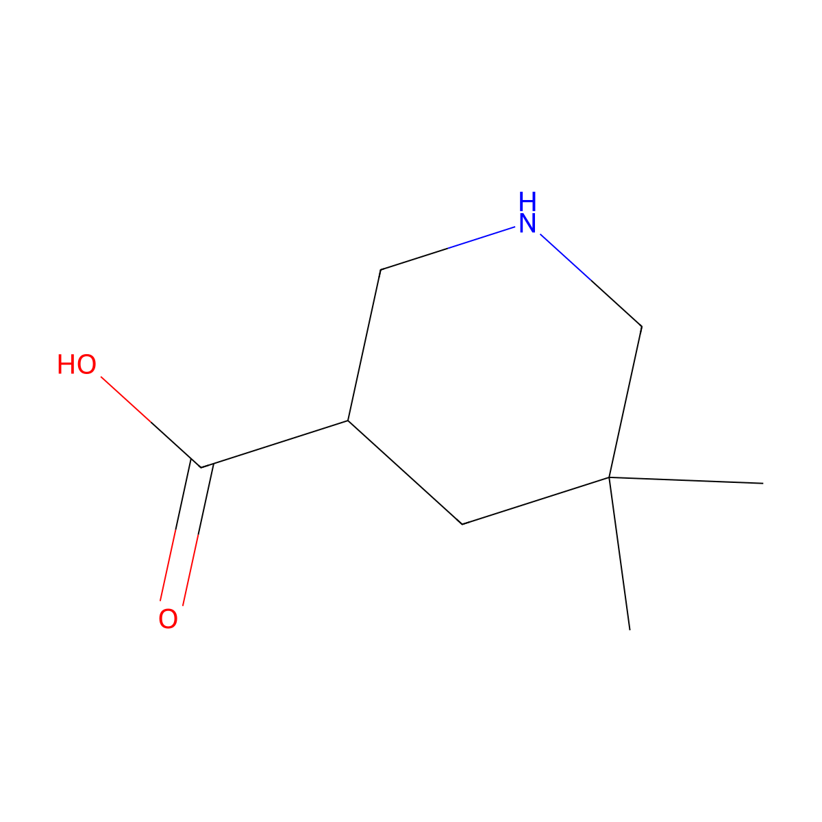5,5-Dimethylpiperidine-3-carboxylic acid molecular structure, CAS 1519793-17-9