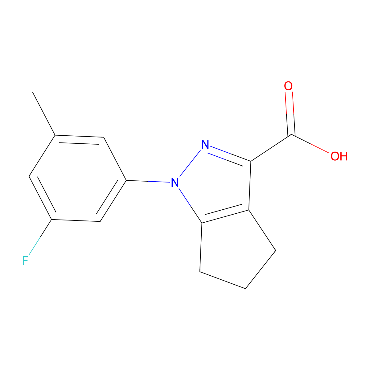 1-(3-fluoro-5-methylphenyl)-1H,4H,5H,6H-cyclopenta(c)pyrazole-3-carboxylic acid molecular structure, CAS 1519828-13-7