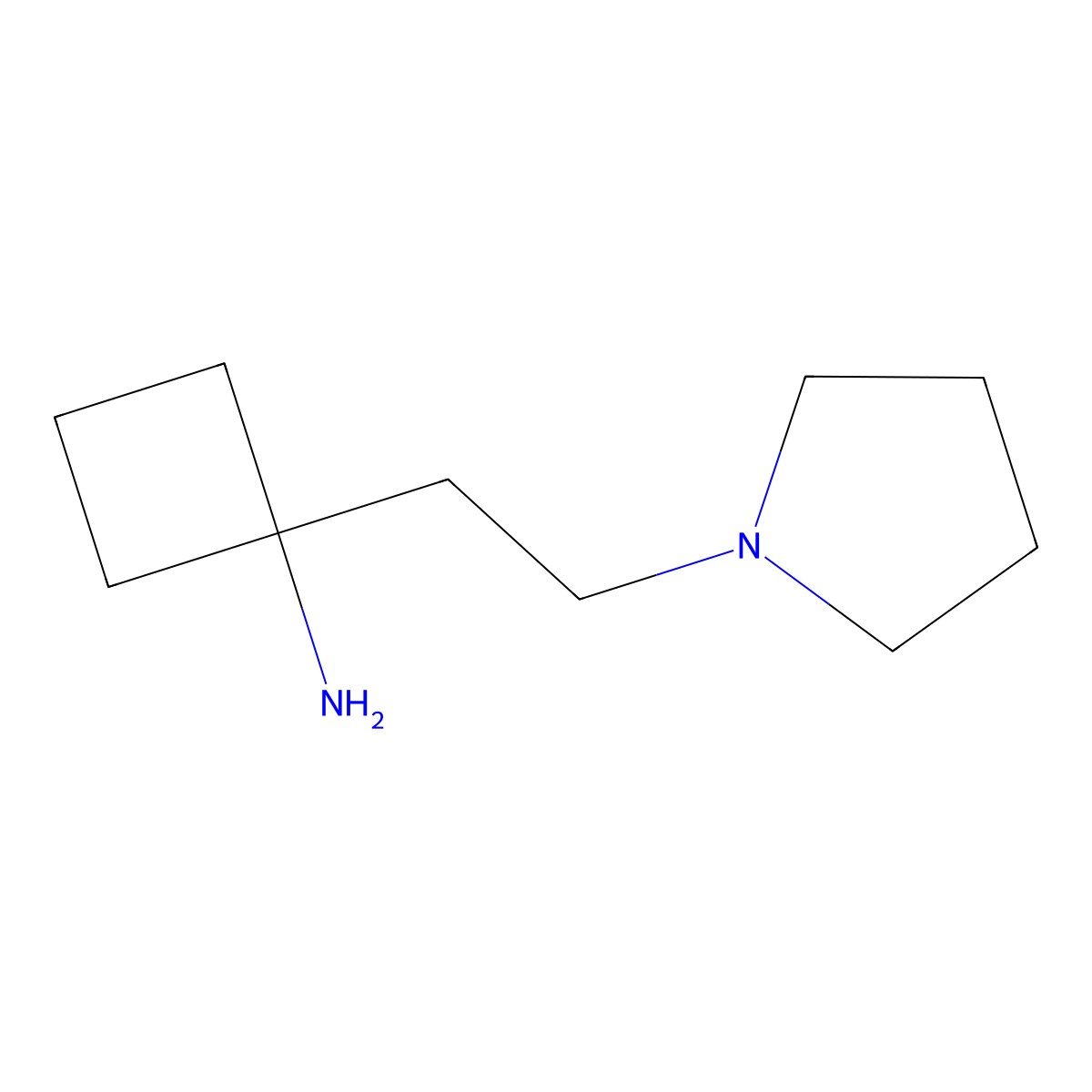 1-(2-(Pyrrolidin-1-yl)ethyl)cyclobutan-1-amine molecular structure, CAS 1519829-99-2
