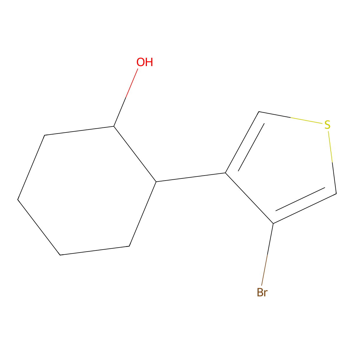 2-(4-Bromothiophen-3-yl)cyclohexan-1-ol molecular structure, CAS 1519830-46-6