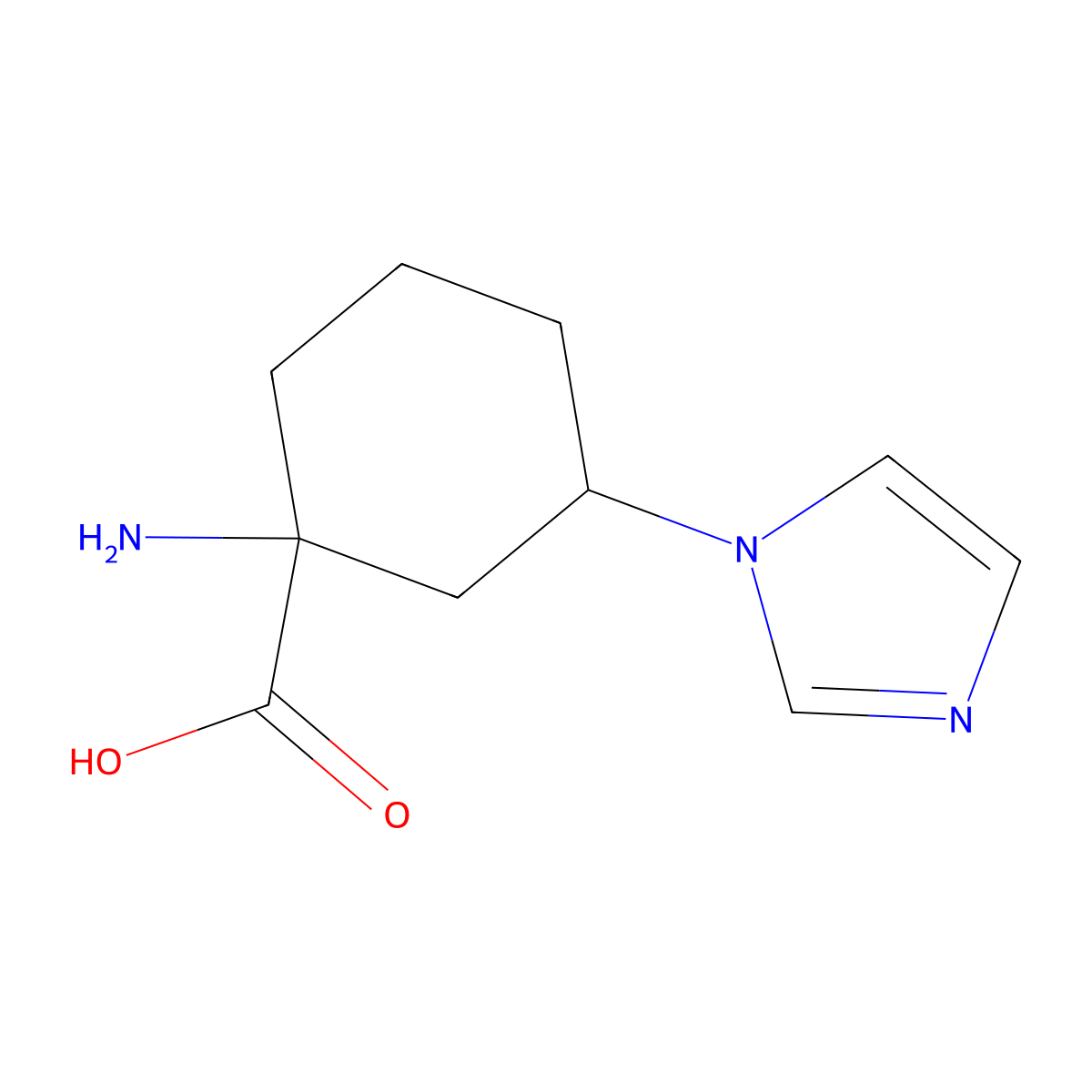 1-amino-3-(1H-imidazol-1-yl)cyclohexane-1-carboxylic acid molecular structure, CAS 1519848-25-9