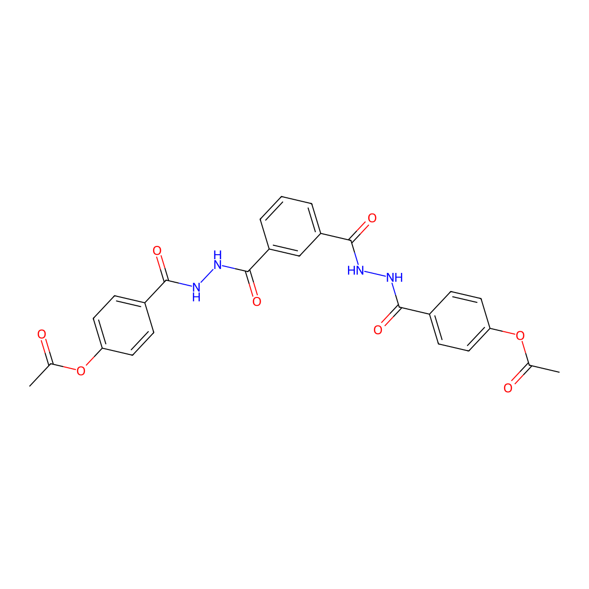 Benzene-1,3-diylbis(carbonylhydrazine-2,1-diylcarbonylbenzene-4,1-diyl) diacetate molecular structure, CAS 151986-70-8
